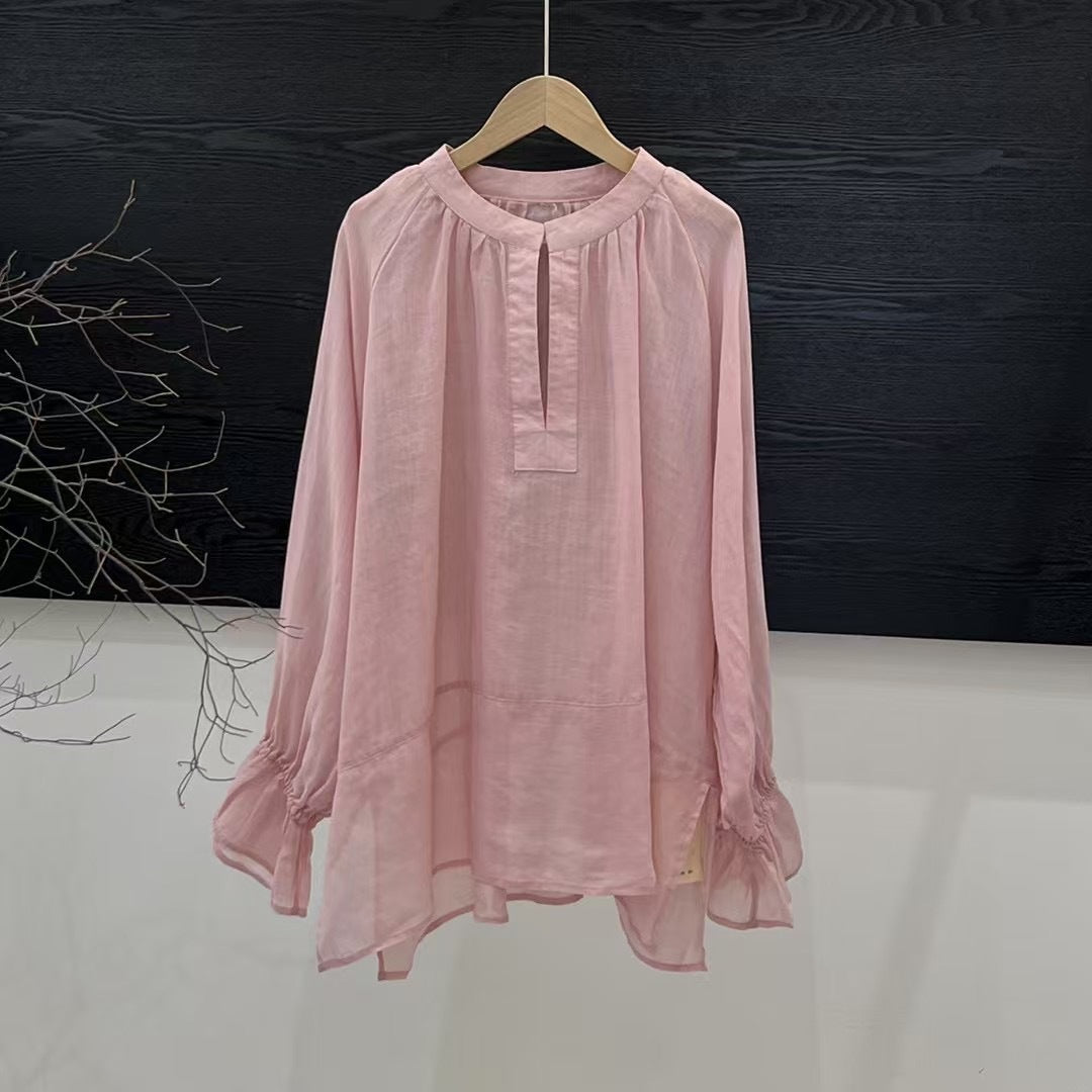 Elegant Design Sense Long Sleeve All-Match Blouse for Women