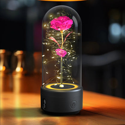2-in-1 Rose LED Light & Bluetooth Speaker – Romantic Gift in Glass Dome