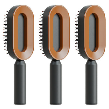 Self-Cleaning Hair Brush for Women – Anti-Static Scalp Massage Comb with One-Key Hair Removal