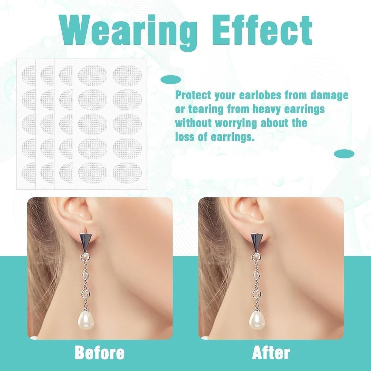 Premium Earlobe Support Patches (100 PCS) – Invisible Earring Support Tapes for Heavy Earrings, Big Jhumkas &amp; Stretched Piercings