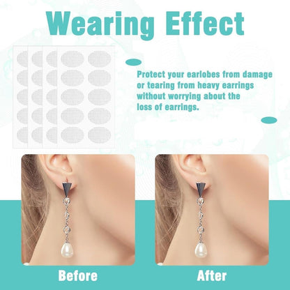 Premium Earlobe Support Patches (100 PCS) – Invisible Earring Support Tapes for Heavy Earrings, Big Jhumkas &amp; Stretched Piercings
