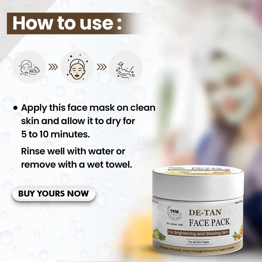 DE-Tan Face Pack – Glowing &amp; Radiant Skin | 50gm | With Kojic Acid, Argan Oil &amp; Natural Extracts