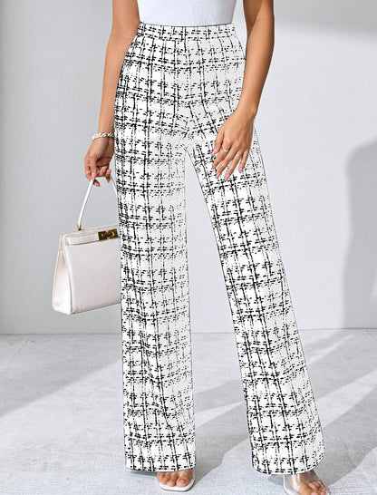 Women's Fashion Casual Plaid Printed Trousers