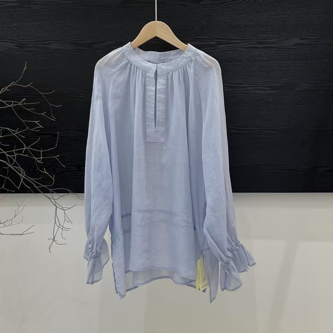 Elegant Design Sense Long Sleeve All-Match Blouse for Women