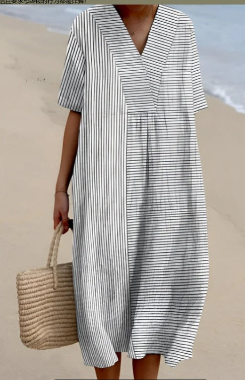 Plus Size Women's Short Sleeve Shirt Dress - Casual Loose Fit Tunic Style