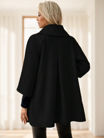 Women Plain Color Block Front Button Long Sleeve Casual Jacket