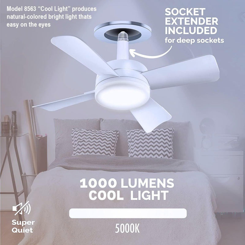 Socket Fan Light with Remote – 2-in-1 LED Bulb &amp; Ceiling Fan for Effortless Comfort