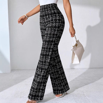 Women's Fashion Casual Plaid Printed Trousers