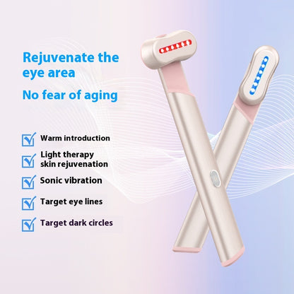 4-in-1 Electric Eye Massager – Red &amp; Blue Light Therapy with Vibration, Warmth &amp; Microcurrent (Rose Gold)
