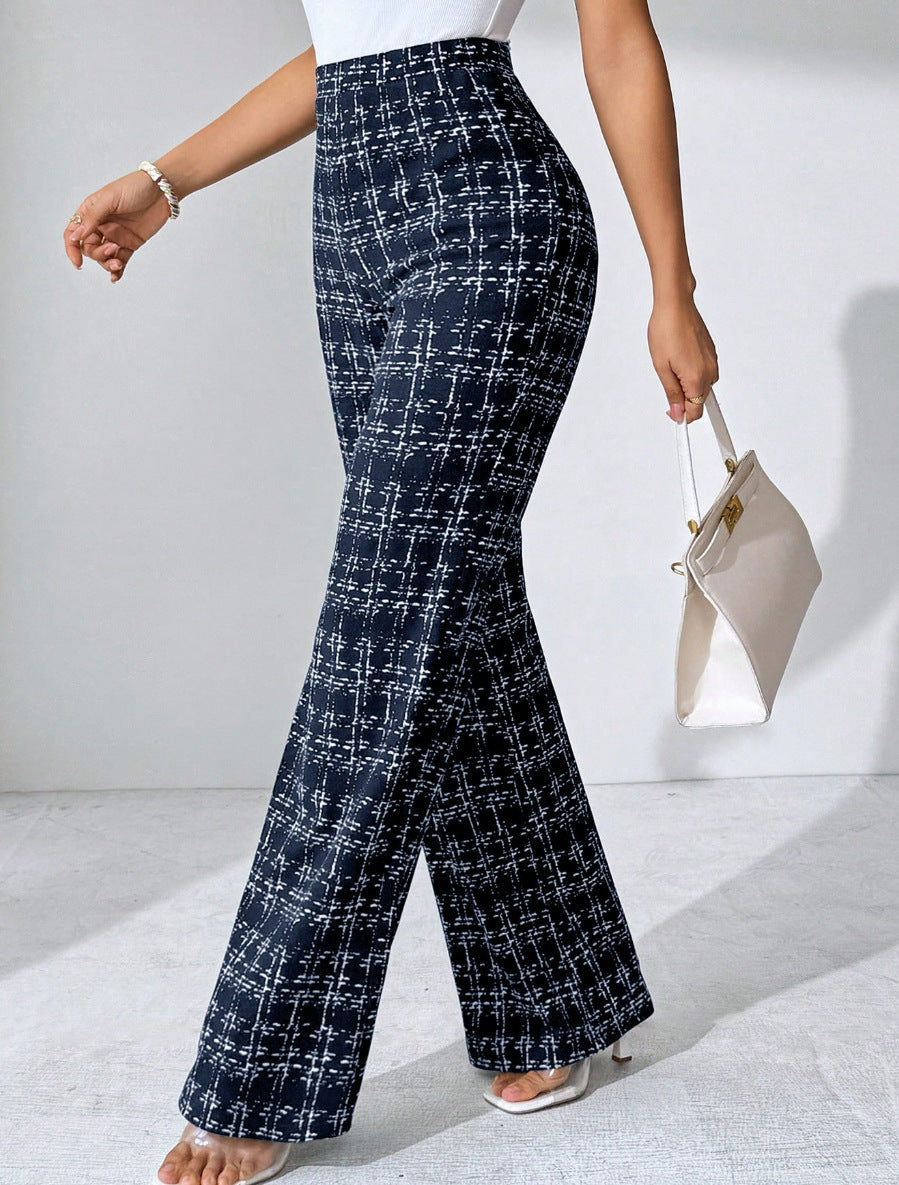 Women's Fashion Casual Plaid Printed Trousers
