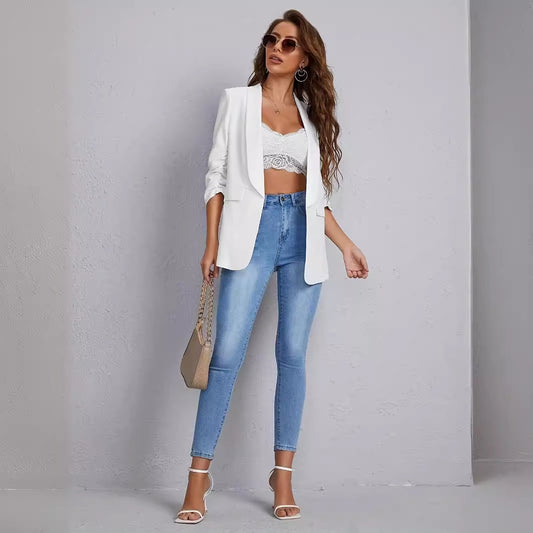 Women's Slim Fit Long Sleeve Top – European & American Style Autumn/Winter Fashion Shirt