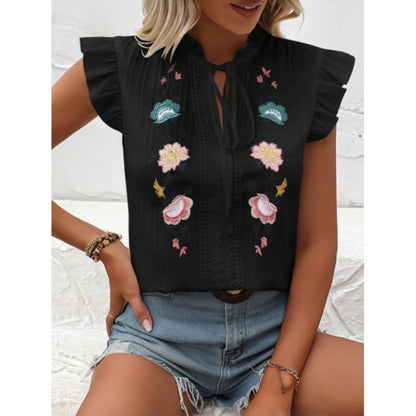 Women's All-match Leisure Embroidery Short-sleeved Shirt