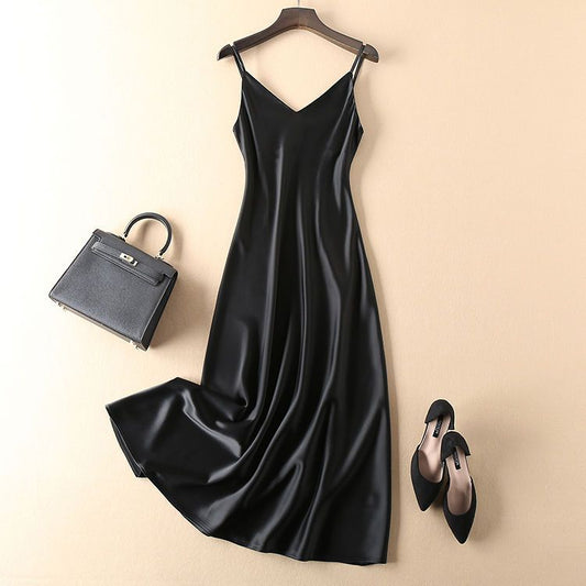 Triacetate Dress Long Satin Suspender Skirt