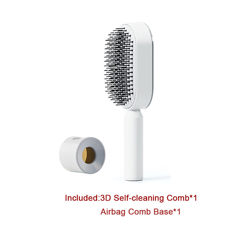 Self-Cleaning Hair Brush for Women – Anti-Static Scalp Massage Comb with One-Key Hair Removal