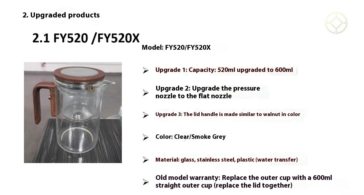 Magnetic Separation Glass Teapot – One-Click Tea Filter Pot with Wooden Handle & Inner Infuser