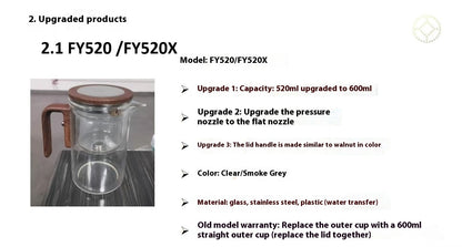 Magnetic Separation Glass Teapot – One-Click Tea Filter Pot with Wooden Handle & Inner Infuser