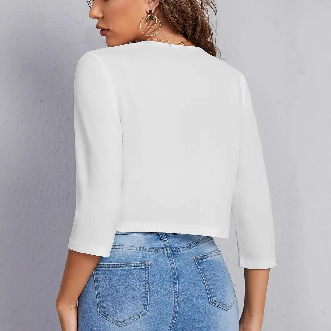 Women's Elegant Solid Color Casual Short Jacket