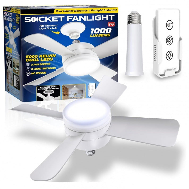 Socket Fan Light with Remote – 2-in-1 LED Bulb &amp; Ceiling Fan for Effortless Comfort