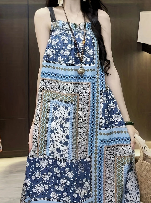 Women's Elegant Vintage Floral Dress – Retro-Inspired A-Line Midi Dress for Special Occasions