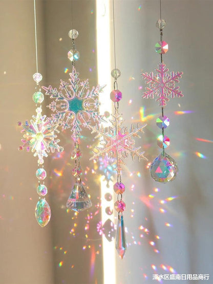 Christmas Tree Hanging Dreamcatcher – AB Color Acrylic Snowflake Ornaments for Holiday Decoration