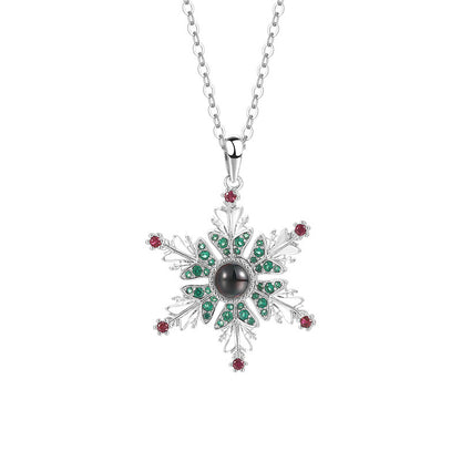 New Christmas Snowflake Projection Necklace – Romantic Clavicle Chain Jewelry for Women | Couple Gift Idea