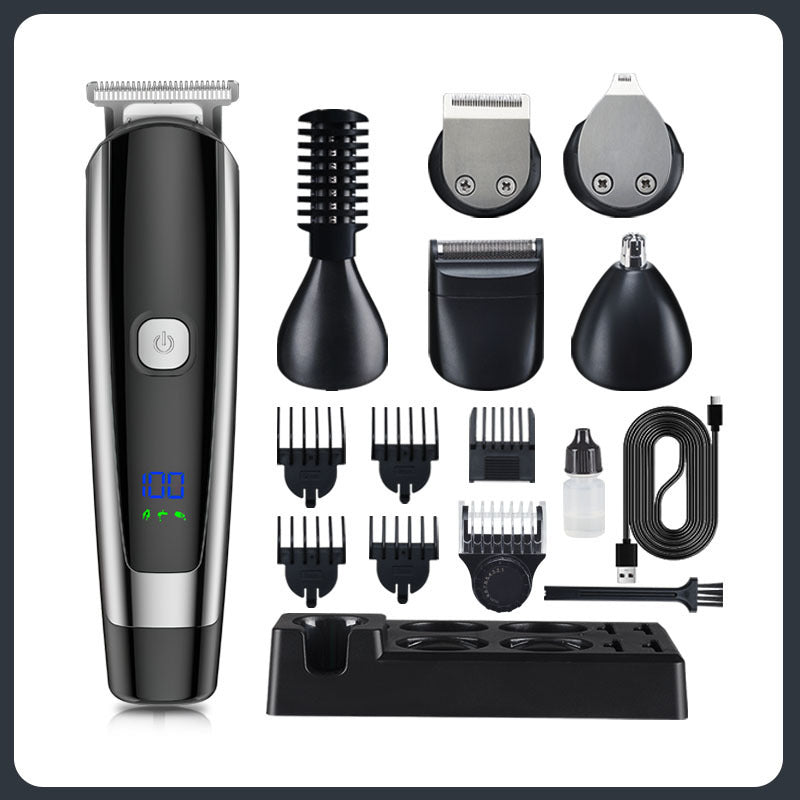 6-in-1 Electric Hair Clipper Set – Rechargeable Trimmer with Digital Display &amp; Waterproof Design