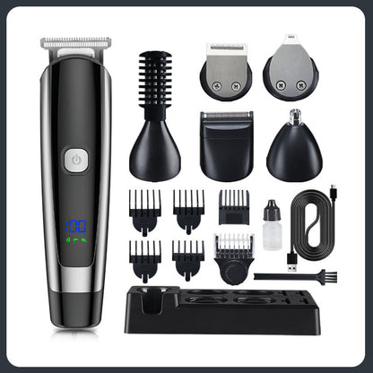 6-in-1 Electric Hair Clipper Set – Rechargeable Trimmer with Digital Display &amp; Waterproof Design