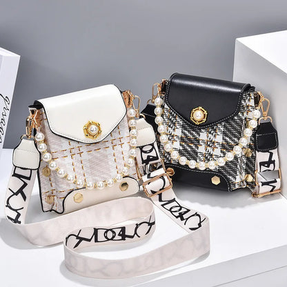 Stylish Women’s Summer Phone Bag – Pearl Chain Crossbody Wallet for Girl