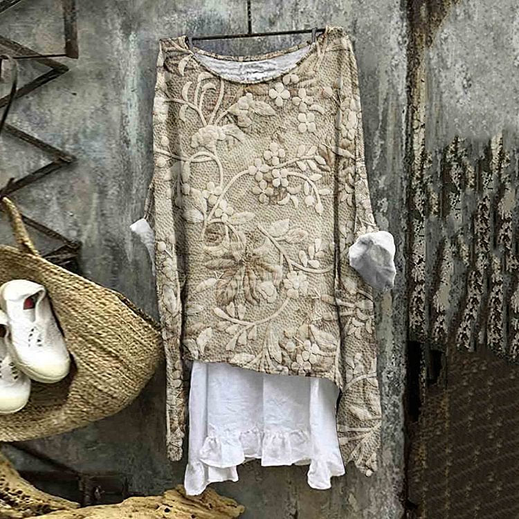 New Casual Long Sleeve Loose Printed Women's T-shirt