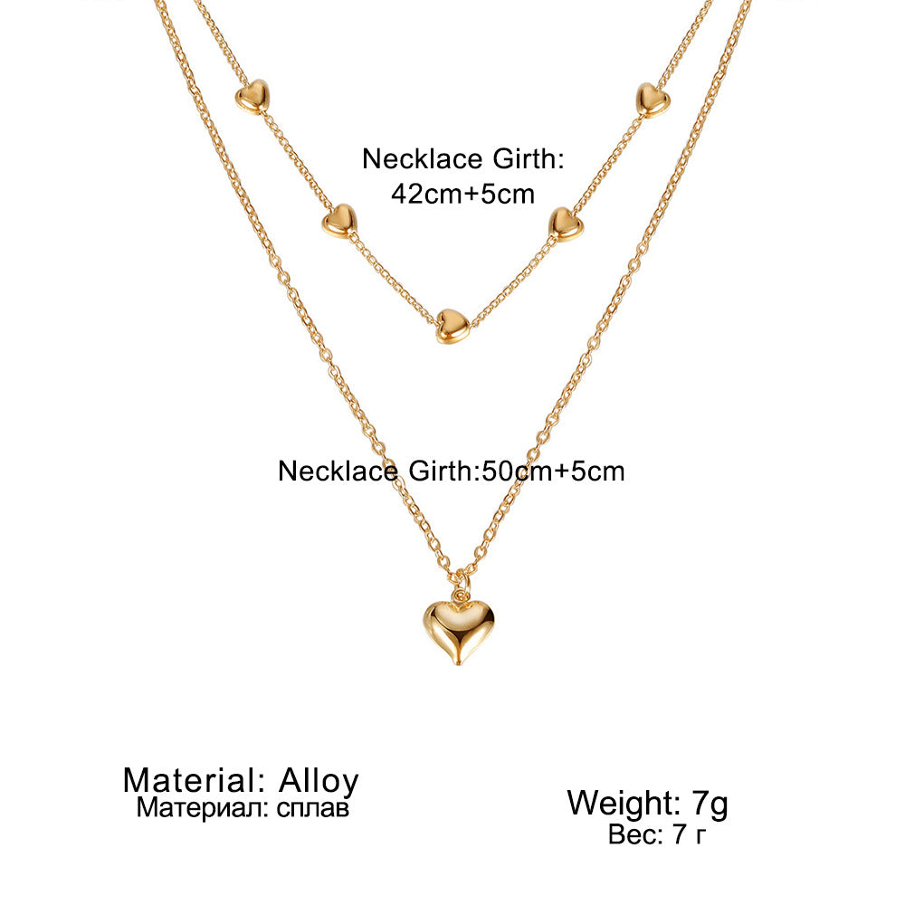 Multilayer Heart Pendant Necklace – Stylish Gold Jewelry Accessory for Women