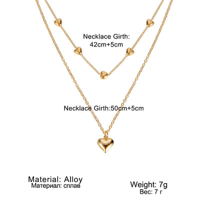 Multilayer Heart Pendant Necklace – Stylish Gold Jewelry Accessory for Women