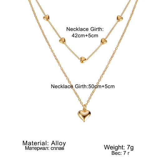 Multilayer Heart Pendant Necklace – Stylish Gold Jewelry Accessory for Women