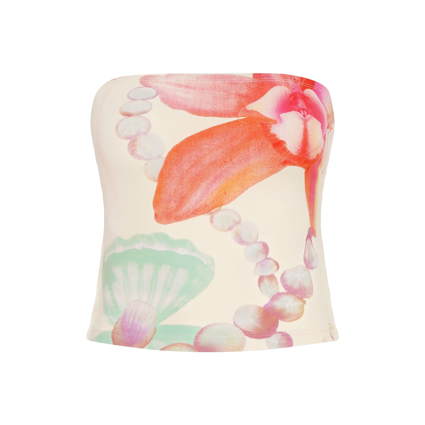 Girls' Island Style Shell Flower Tube Top – Summer Strapless Vest for Kids