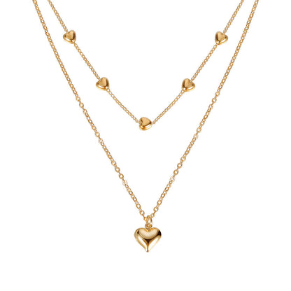 Multilayer Heart Pendant Necklace – Stylish Gold Jewelry Accessory for Women
