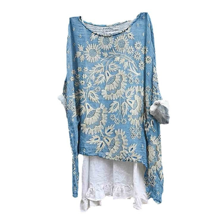 New Casual Long Sleeve Loose Printed Women's T-shirt