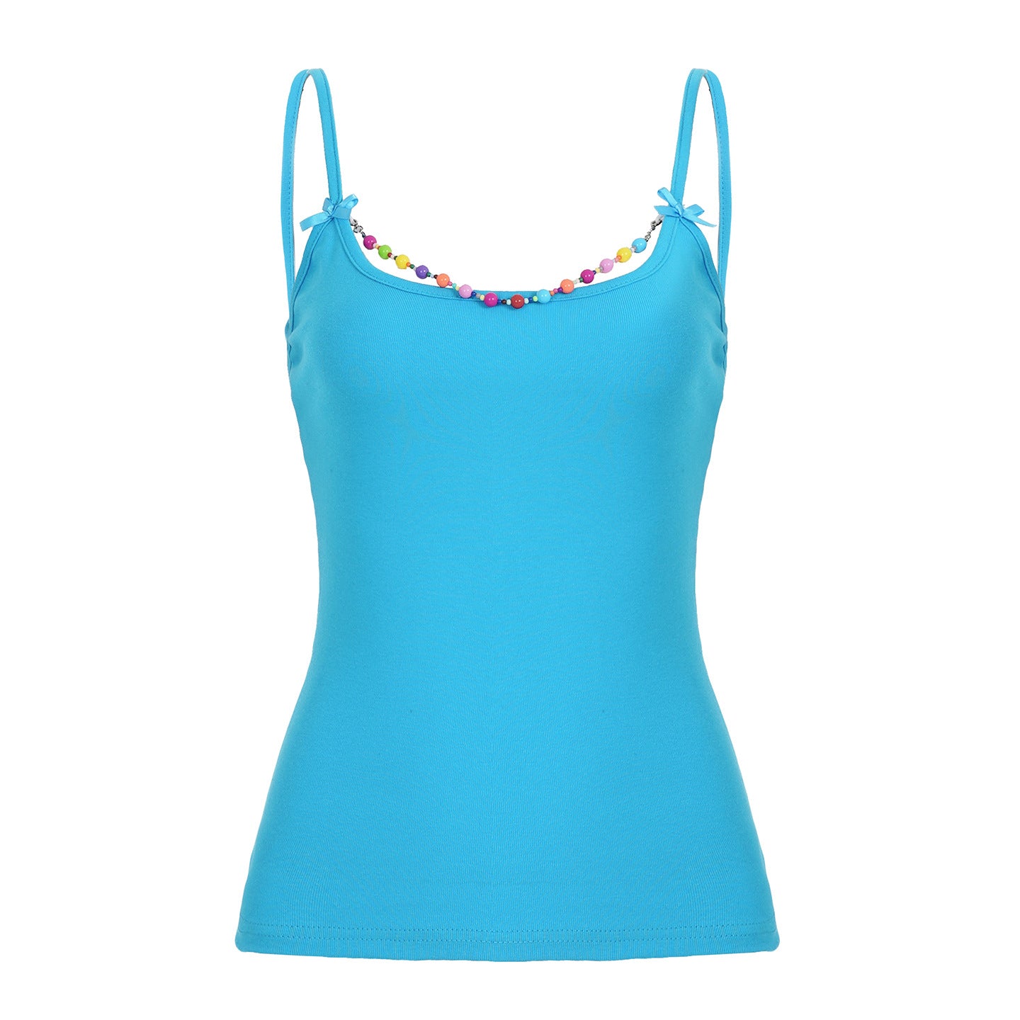 Girls' Summer Dopamine Color Beaded Bow Sling Top – Cute & Sexy All-Match Cam