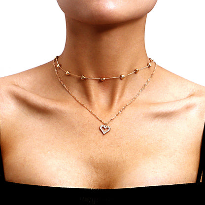 Multilayer Heart Pendant Necklace – Stylish Gold Jewelry Accessory for Women