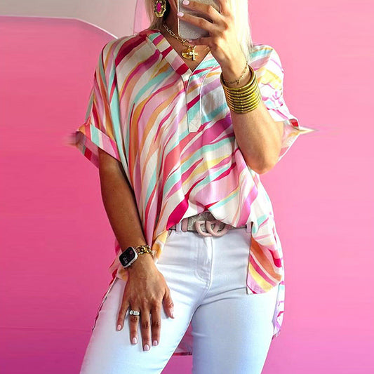 Color Blocking Half Sleeve Top