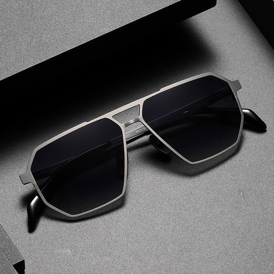 Pure Titanium Polarized Driving Polygon UV-proof Sunglasses