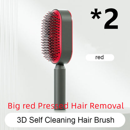 Self-Cleaning Hair Brush for Women – Anti-Static Scalp Massage Comb with One-Key Hair Removal