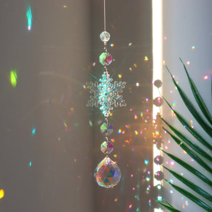 Christmas Tree Hanging Dreamcatcher – AB Color Acrylic Snowflake Ornaments for Holiday Decoration