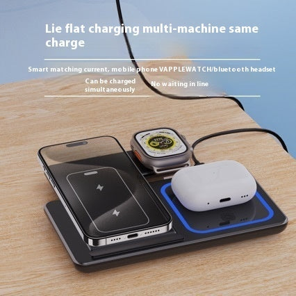 3-in-1 Fast Wireless Charger – 15W Foldable Charging Stand for iPhone 15–11, Apple Watch, AirPods Pro