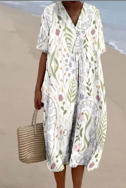 Plus Size Women's Short Sleeve Shirt Dress - Casual Loose Fit Tunic Style