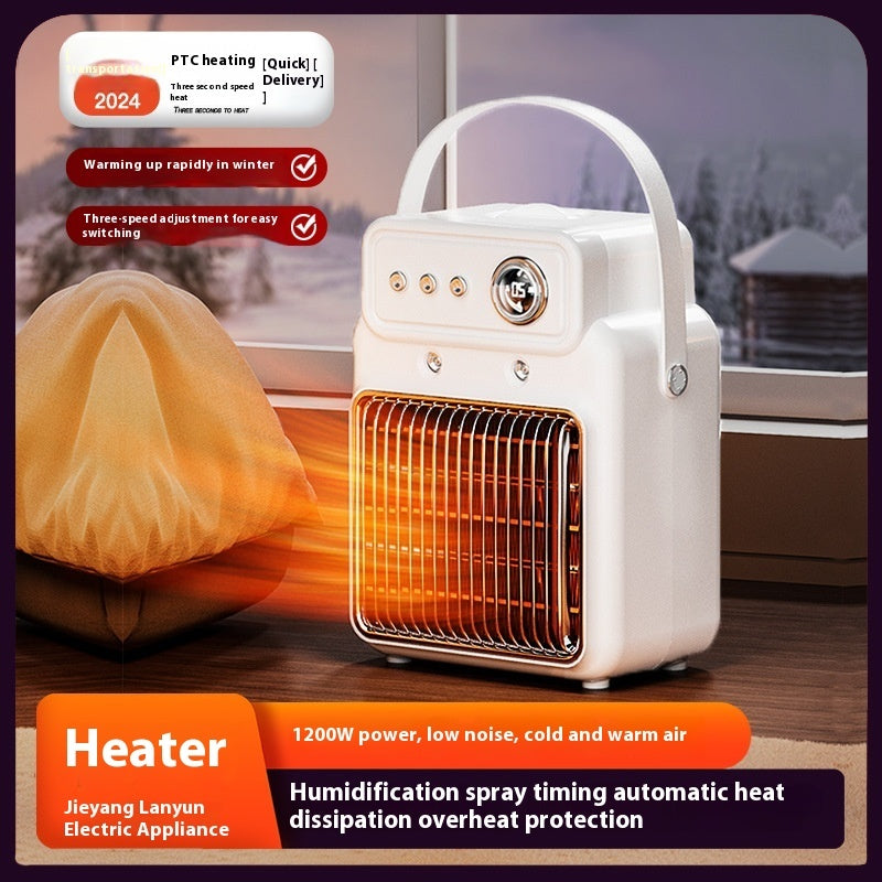 2-in-1 Efficient Room Heater & Humidifier – 1200W Indoor Table Heater with Safety Features