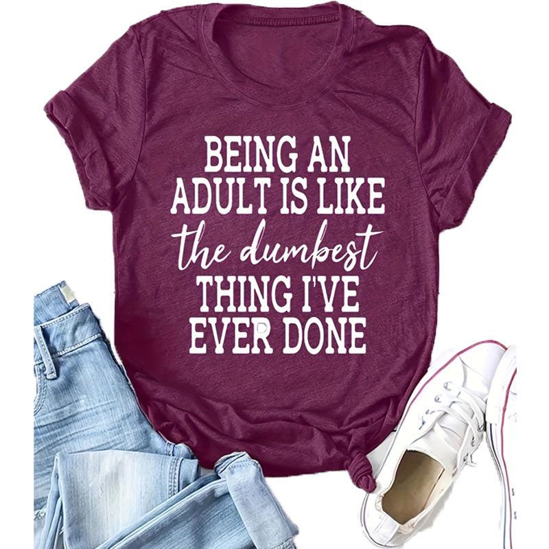 Women's Self-Reflection Quote T-Shirt – Soft Round Neck Casual Tee for Summer