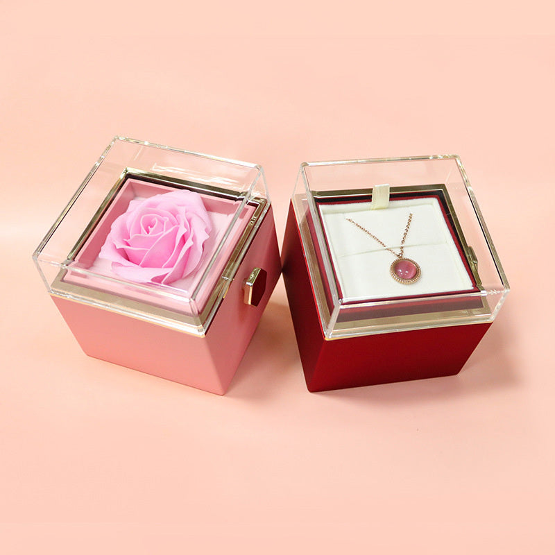 Rotating Soap Flower Rose Gift Box – A Timeless Romantic Surprise with Hidden Jewelry Drawer