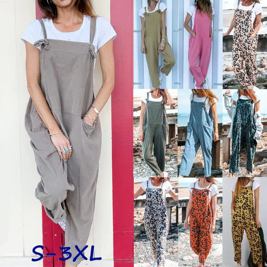Women's Sleeveless Loose Fit Summer Overalls – European & American Casual Jumpsuit
