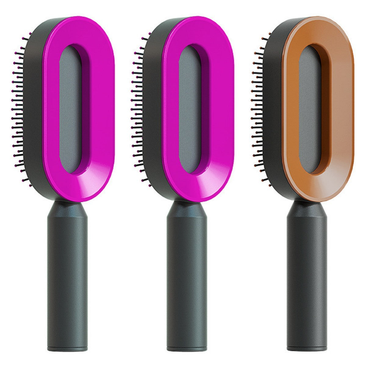 Self-Cleaning Hair Brush for Women – Anti-Static Scalp Massage Comb with One-Key Hair Removal