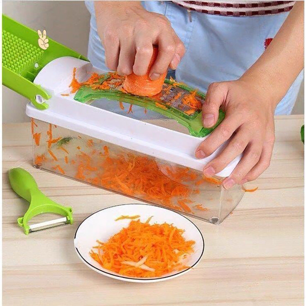 12pcs Multifunctional Vegetable Chopper Set – Handheld Food Grater, Slicer, Dicer &amp; Manual Food Cutter for Kitchen