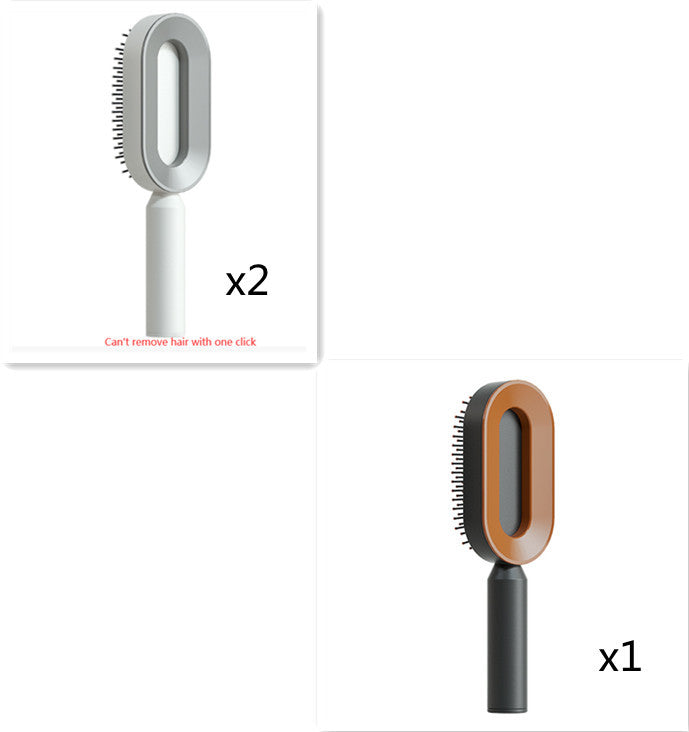 Self-Cleaning Hair Brush for Women – Anti-Static Scalp Massage Comb with One-Key Hair Removal